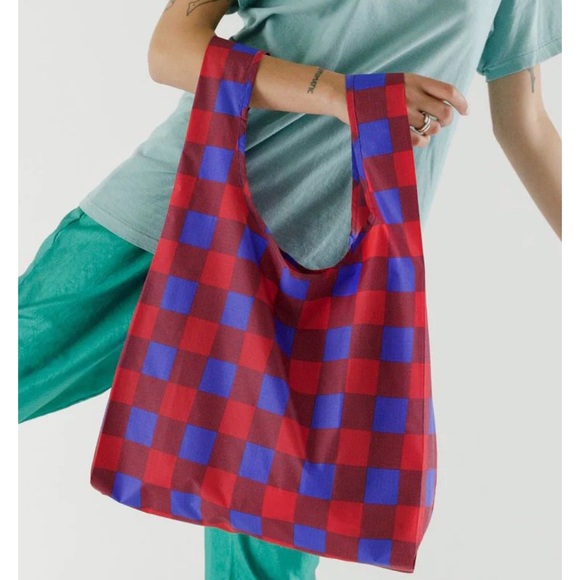 Standard Size Baggu reusable bag - Blue Red Buffalo Check - Picture 3 of 3